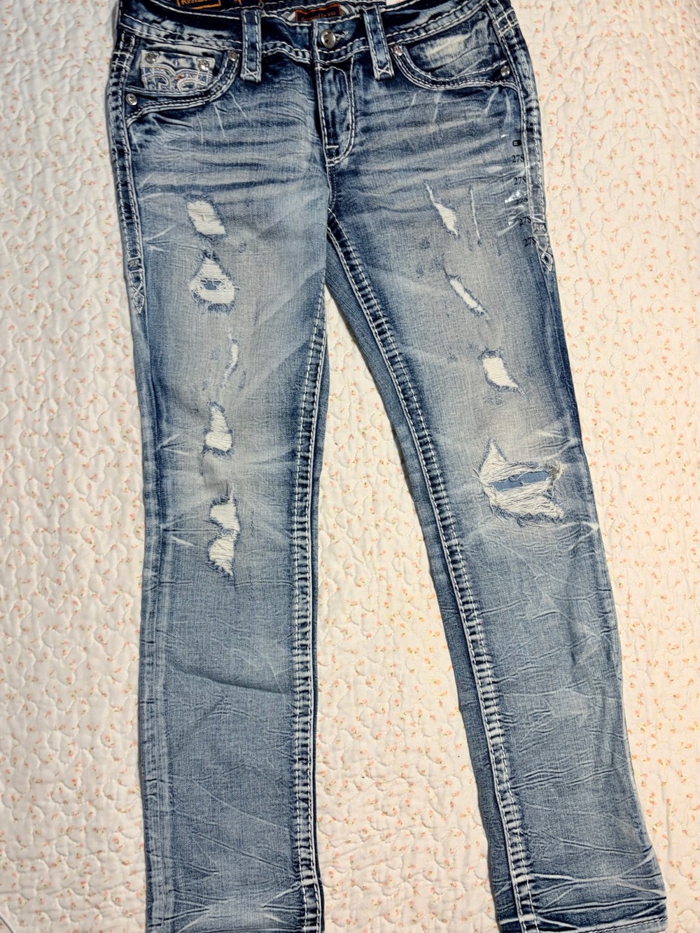 Rock Revival Women's Light Blue Distressed Jeans